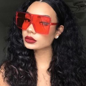 Red flat top oversized sunglasses